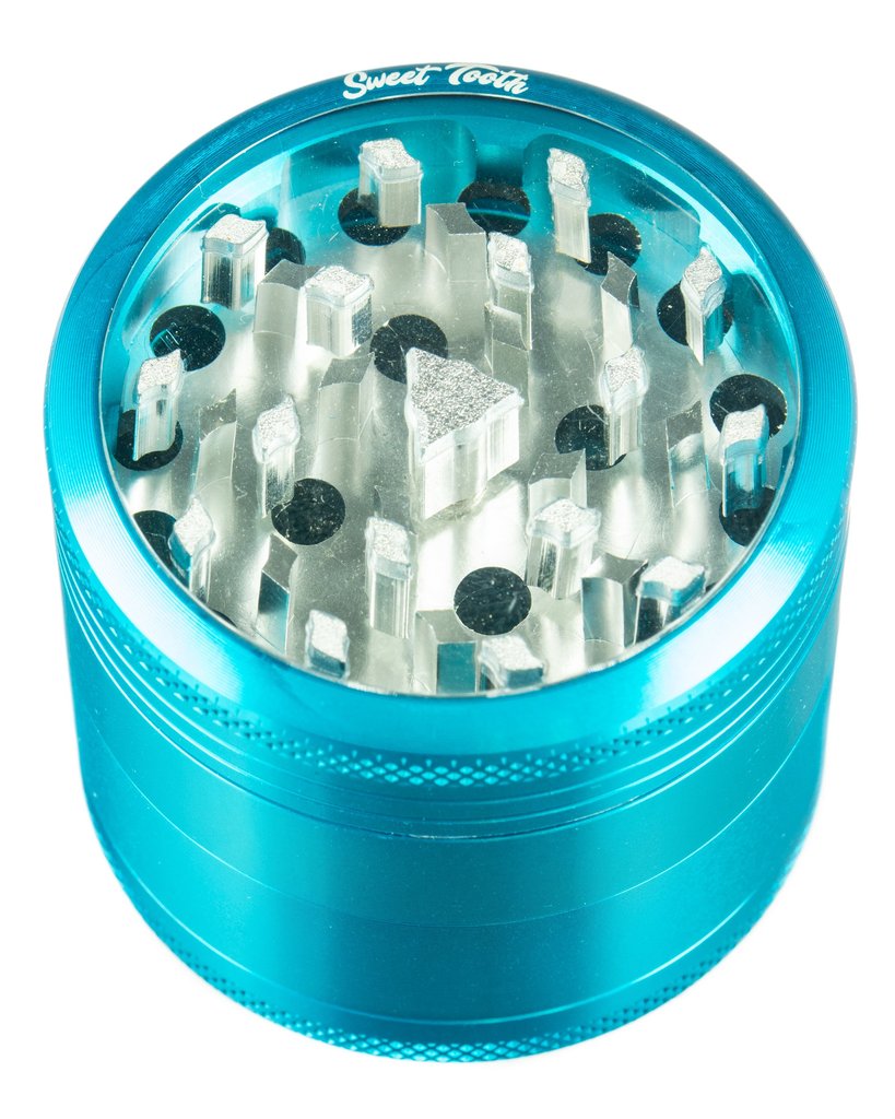 4-Piece Medium Diamond Teeth Clear Top Aluminum Grinder