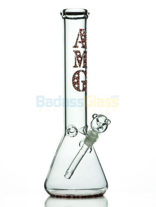 15" Pink Cheetah Beaker Water Pipe by A.M.G Glass at– Badass Glass