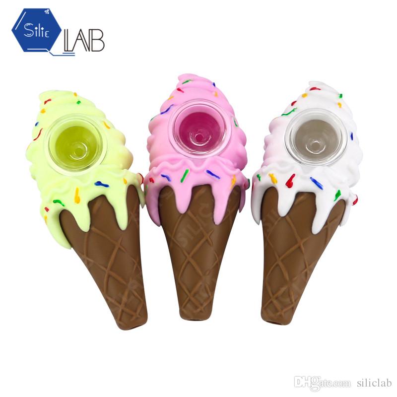 2020 Siliclab Patented Ice Cream Cone Silicone Smoking Pipes