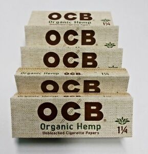 5 Packs Authentic OCB Organic Hemp 1 1/4 Size Rolling Papers