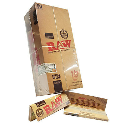 50 RAW CLASSIC SINGLE WIDE 70mm Natural Unrefined Rolling Papers