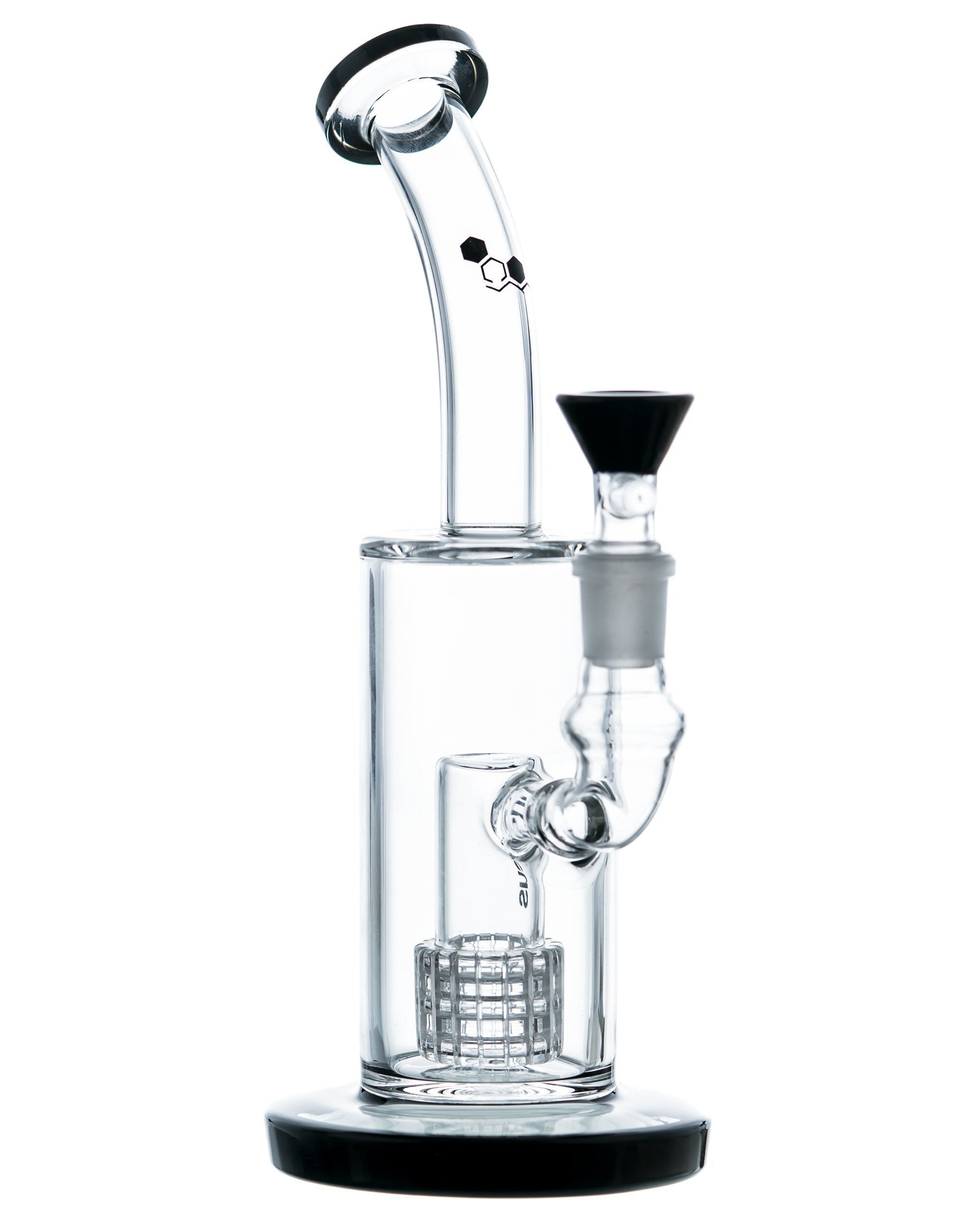 Bent Neck Matrix Perc Bong w/ Black Accents - Weed Reader