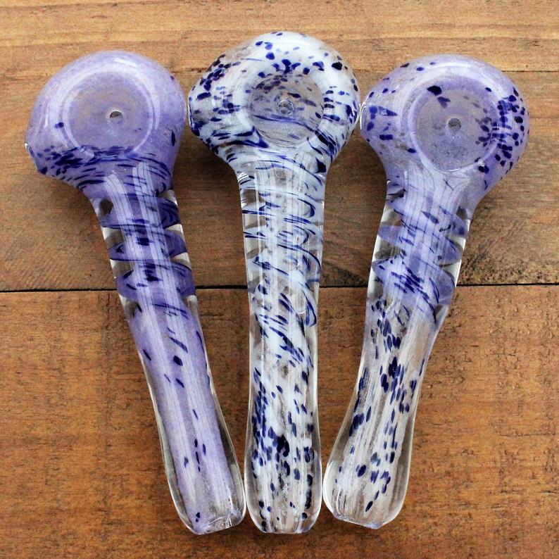 CLOSEOUT Glow in the Dark Spotted Twist Glass Pipe Best | Etsy