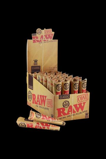 RAW Kingsize Unrefined Cone Papers - 32 Pack (96 Total Cones)