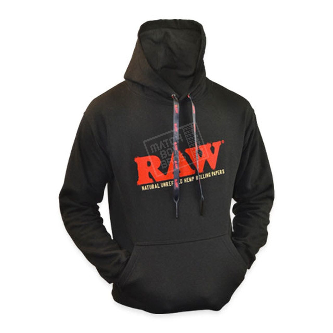 RAW Mens Hoodie Black w/ Poker String | MatchBoxBros