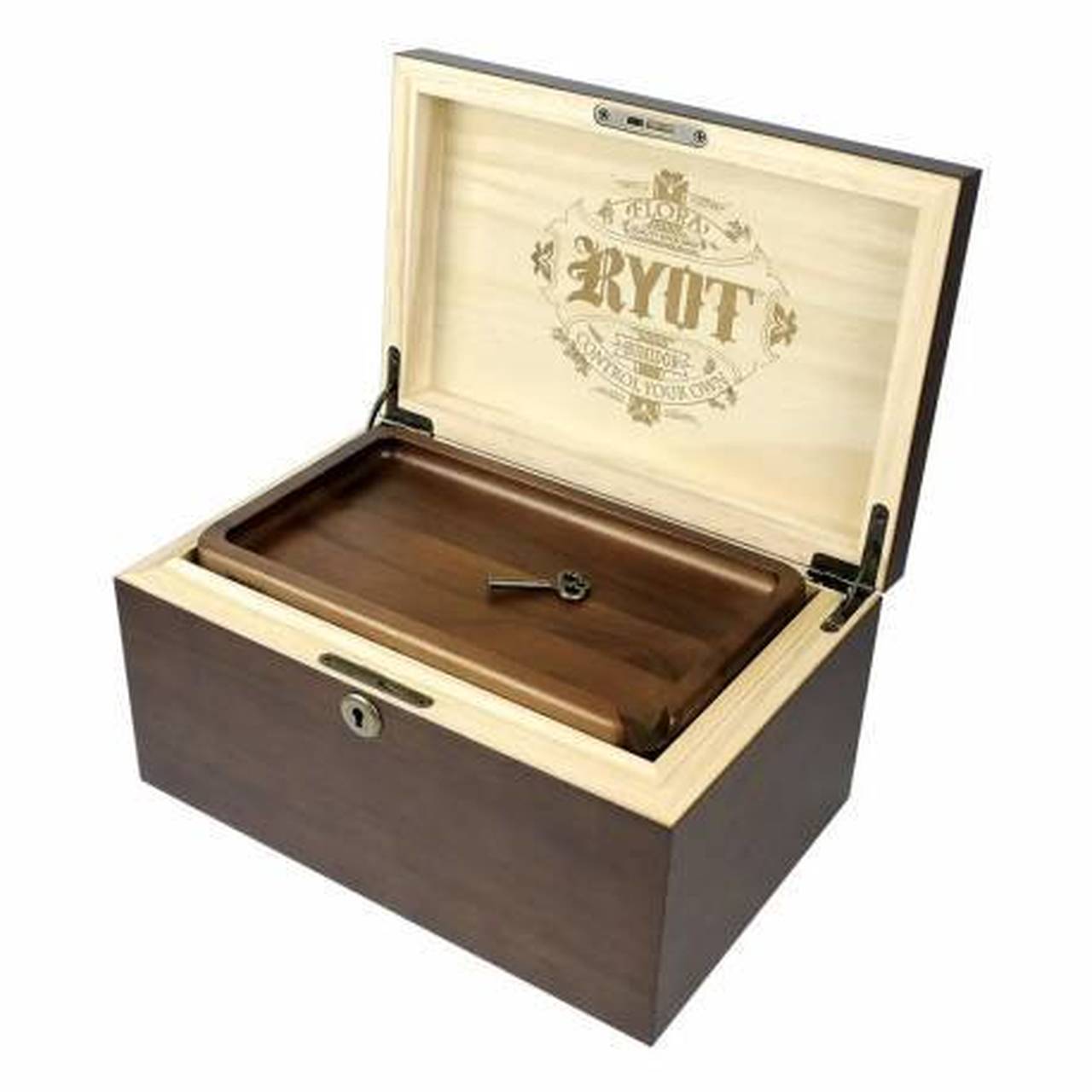 RYOT Lock R' Box w/ Rolling Tray & 3 Jars - Walnut | bobhq