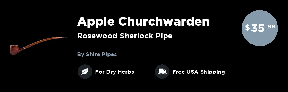 Shire Pipes "Apple Churchwarden" Rosewood Sherlock Pipe