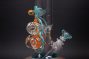 HVY Glass 18 Inch Bubble Bottom Atlas Bong With Marbles – Teal and Copper